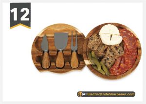 TOSCANA - a Picnic Time Brand Brie Acacia Wood Cheese Board Set with Cheese Tools